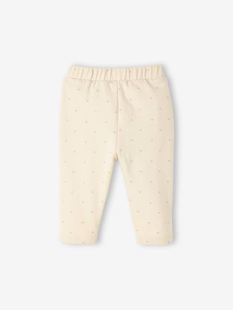 Fleece-pantalon voor meisjesbaby ecru+koper met print+roze (poederkleur)+saliegroen - vertbaudet enfant 