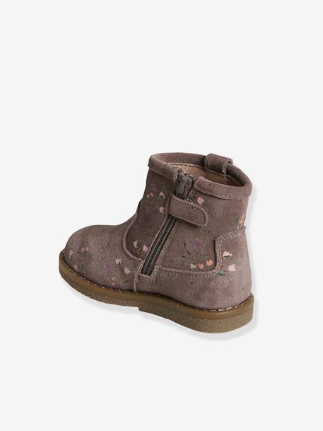 Leren boots met rits voor meisjesbaby taupe - vertbaudet enfant 