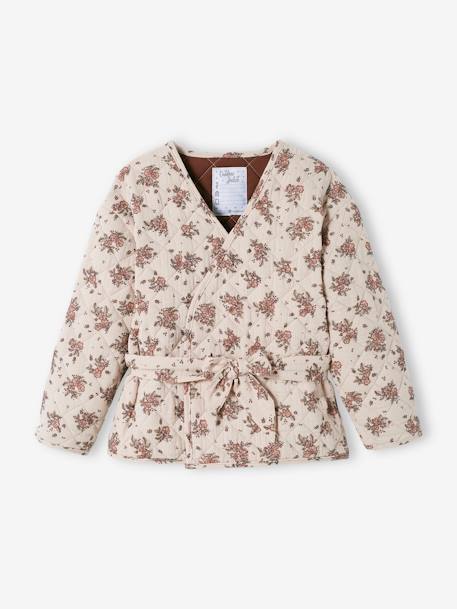 Omkeerbaar gewatteerd jack voor meisjes LICHT BEIGE PRINT - vertbaudet enfant 