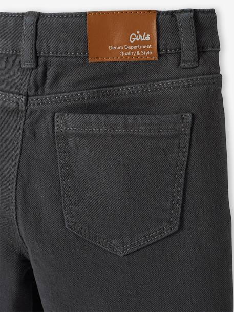 Flare broek met geborduurde zakken voor meisjes Zwart denim - vertbaudet enfant 