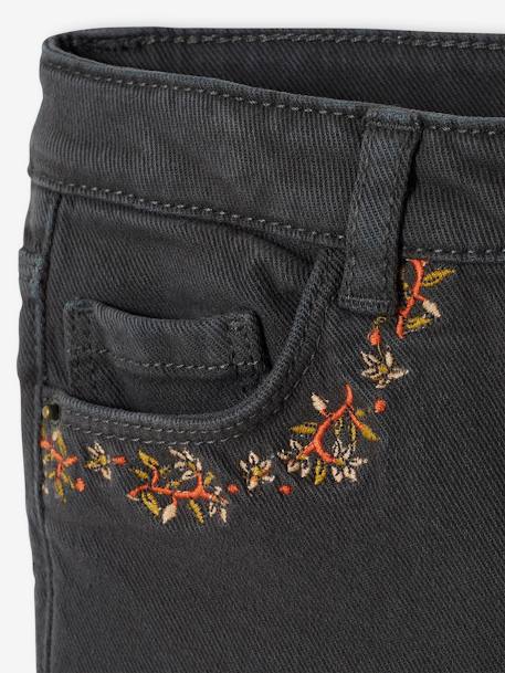 Flare broek met geborduurde zakken voor meisjes Zwart denim - vertbaudet enfant 