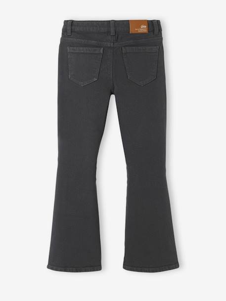 Flare broek met geborduurde zakken voor meisjes Zwart denim - vertbaudet enfant 