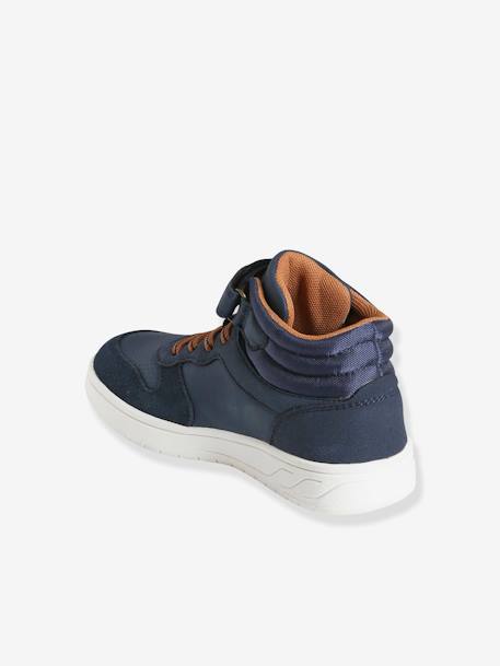 Hoge leren sneakers met veters klittenband voor jongens marine - vertbaudet enfant 