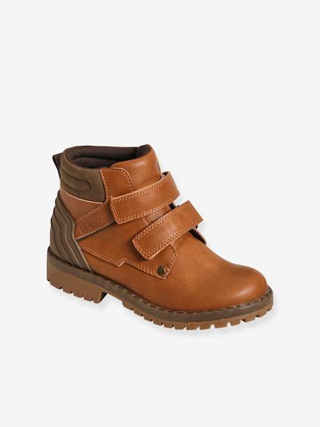 Jongens boots met klittenband beige+grijs - vertbaudet enfant 