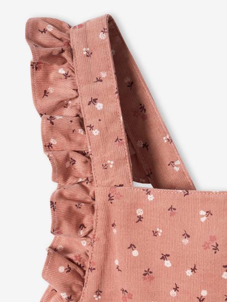 Overall van fluweel met print meisjes roze - vertbaudet enfant 