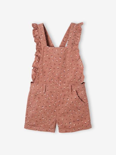 Overall van fluweel met print meisjes roze - vertbaudet enfant 