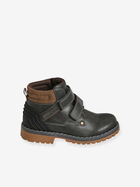 Jongens boots met klittenband grijs - vertbaudet enfant 