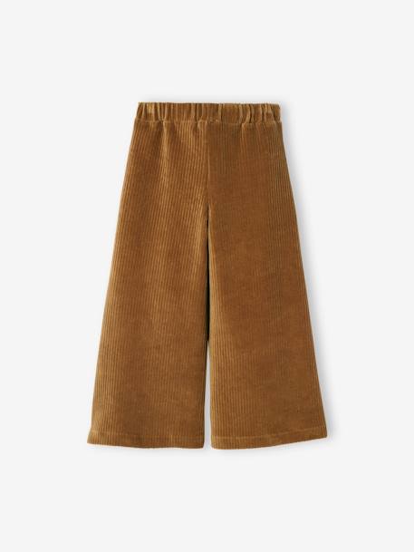 Wijde, fluwelen broek voor meisjes bruin+dennen+pruim - vertbaudet enfant 