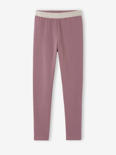 Meisjes legging met iriserende riem donkerroze+gemêleerd grijs+MARINE GRIJS+mauve+ZWART - vertbaudet enfant 