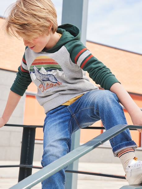 Jongensjeans met losse pasvorm en laag kruis denimgrijs+stone - vertbaudet enfant 