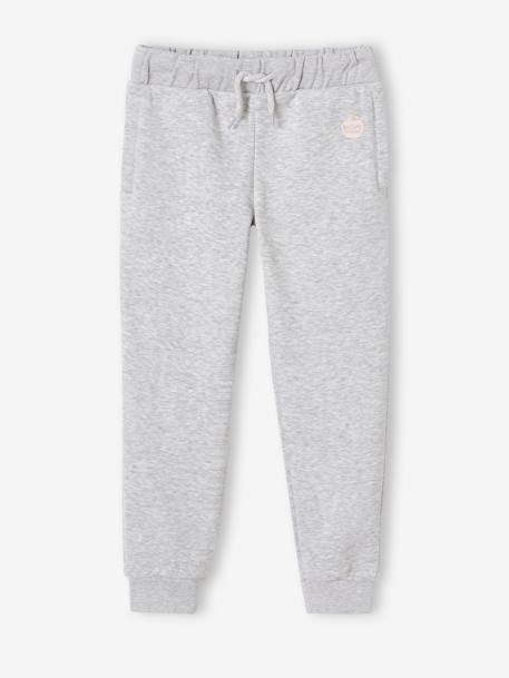 Molton joggingbroek voor meisjes gechineerd lichtgrijs+leisteenblauw+roze - vertbaudet enfant 