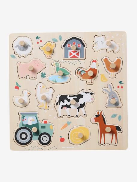 Puzzel met knoppen Lovely Farm van FSC¨-hout beige - vertbaudet enfant 