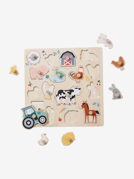 Puzzel met knoppen Lovely Farm van FSC¨-hout beige - vertbaudet enfant 