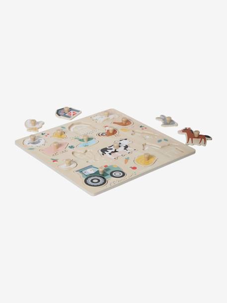 Puzzel met knoppen Lovely Farm van FSC¨-hout beige - vertbaudet enfant 