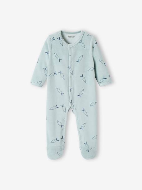 Set van 2 fluwelen pyjamapakjes set celadongroen - vertbaudet enfant 