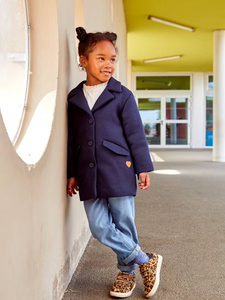 Paperbag jeans met bloemenriem voor meisjes denimgrijs+onbewerkt denim+stone - vertbaudet enfant 