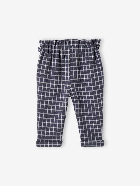 Molton babybroek met ruitjes donkerblauw geruit - vertbaudet enfant 