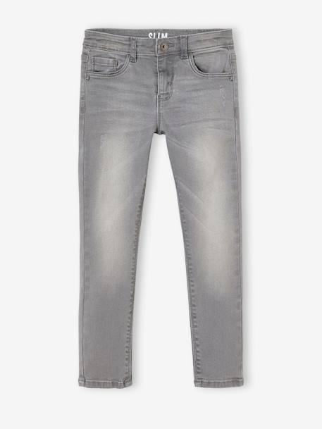 Slim fit meisjesjeans Morphologik 'waterless' heupomtrek LARGE met gebruikssporen DENIM GREY+Onbewerkt+VERWASSEN DONKERBLAUW+zwart denim - vertbaudet enfant 