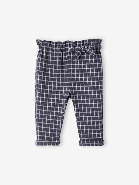 Molton babybroek met ruitjes donkerblauw geruit - vertbaudet enfant 