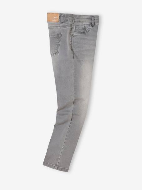 Slim fit meisjesjeans Morphologik 'waterless' heupomtrek LARGE met gebruikssporen DENIM GREY+Onbewerkt+VERWASSEN DONKERBLAUW+zwart denim - vertbaudet enfant 