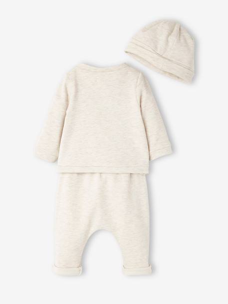 3-delige babyset in fleece gechineerd beige+roze (poederkleur) - vertbaudet enfant 