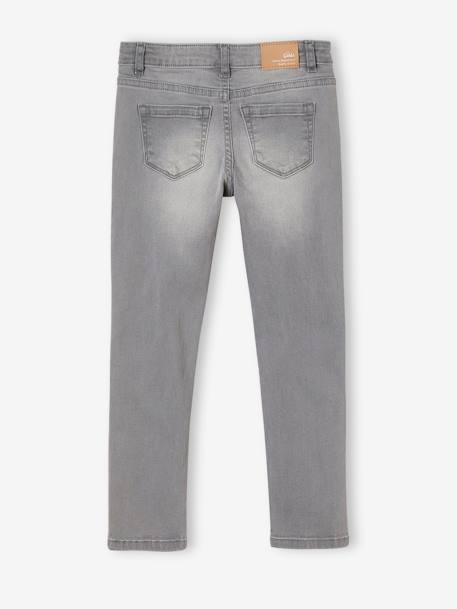 Slim fit meisjesjeans Morphologik 'waterless' heupomtrek LARGE met gebruikssporen DENIM GREY+Onbewerkt+VERWASSEN DONKERBLAUW+zwart denim - vertbaudet enfant 