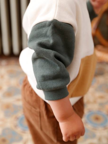 Babyset fleece sweater + fluwelen broek ivoor - vertbaudet enfant 