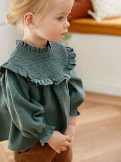 Baby-Overhemd, blouse-Babyblouse met smokwerk en bijpassende hoofdband