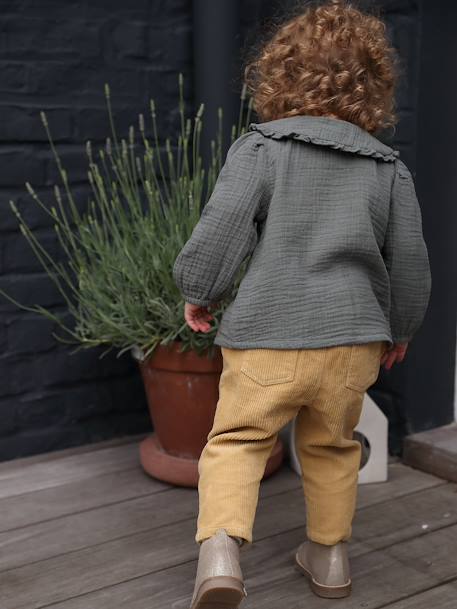 Corduroy babybroek mosterdgeel - vertbaudet enfant 