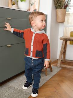 Baby-Trui, vest, sweater-Vest-Tricot babyvestje met capuchon