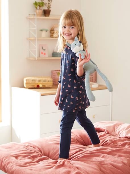 Set met 2 nachthemden met bloemen + legging SET ROZEBLAUW AOP - vertbaudet enfant 