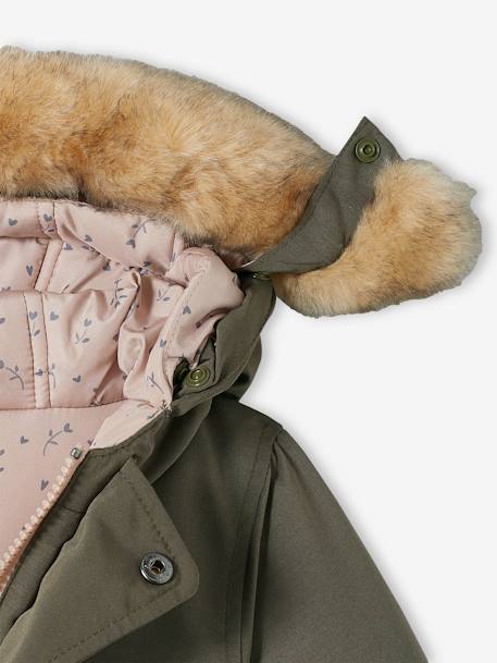 Omkeerbare babyparka met gerecyclede polyester voering kaki - vertbaudet enfant 