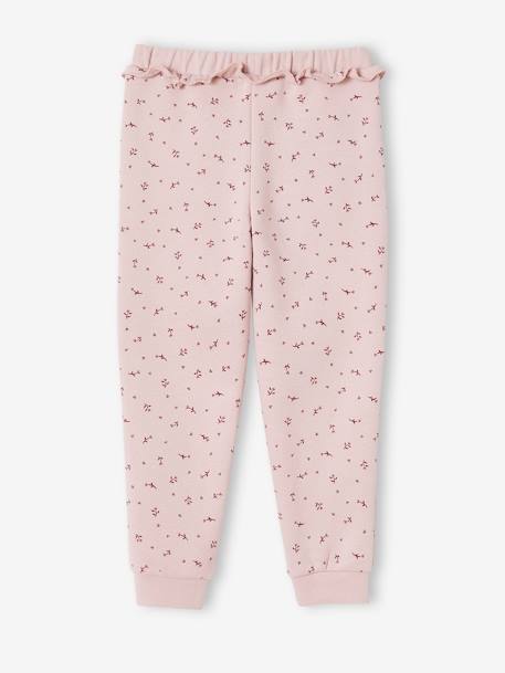 Joggingbroek voor meisjes met ruche en bloemenprint blauw bedrukt+roze - vertbaudet enfant 