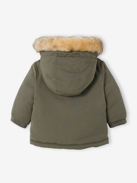 Omkeerbare babyparka met gerecyclede polyester voering kaki - vertbaudet enfant 