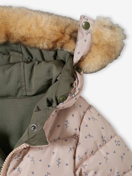 Omkeerbare babyparka met gerecyclede polyester voering kaki - vertbaudet enfant 