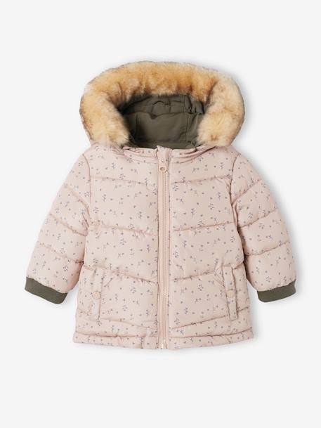 Omkeerbare babyparka met gerecyclede polyester voering kaki - vertbaudet enfant 