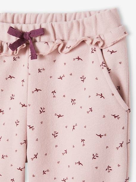 Joggingbroek voor meisjes met ruche en bloemenprint blauw bedrukt+roze - vertbaudet enfant 