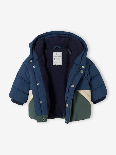 Colorblock donsjas voor baby met capuchon marine - vertbaudet enfant 