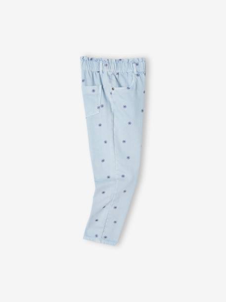 Broek in 'paperbag' stijl met bloemenprint meisjes beige+blauw - vertbaudet enfant 