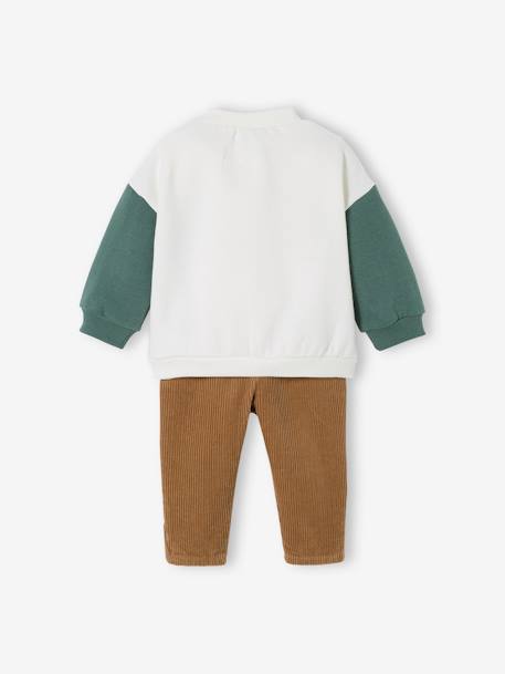 Babyset fleece sweater + fluwelen broek ivoor+vanille - vertbaudet enfant 