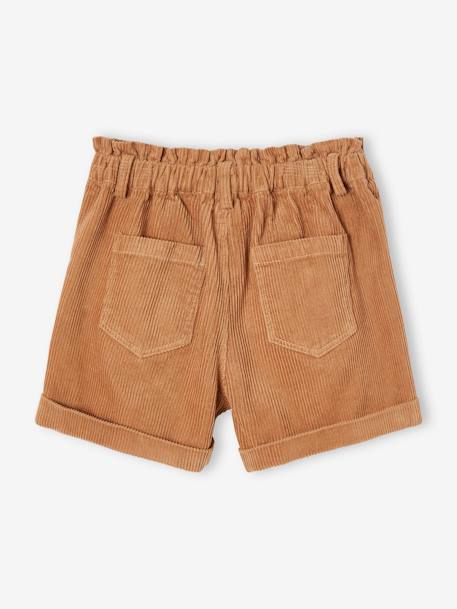 Fluwelen paperbag meisjesshort bosbesroze+camel+rozenhout - vertbaudet enfant 