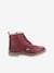 Halfhoge, leren boots voor meisjes Tyrol KICKERS® bordeauxrood+zwart - vertbaudet enfant 