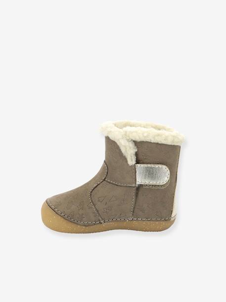 Leren enkellaarsjes voor babymeisjes So Windy KICKERS® 1ste stapjes beige+marineblauw+rozen - vertbaudet enfant 