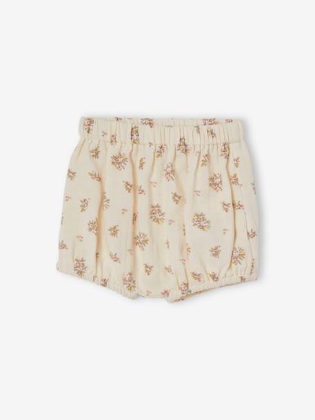 Babyjurkje van katoengaas met bloomer beige met print - vertbaudet enfant 