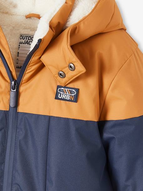 Technische parka met capuchon jongen ELEKTRISCH BLAUW+ketelbruin - vertbaudet enfant 