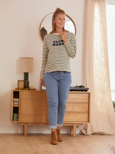 Naadloze zwangerschapsjeans met band Bleu stone+DENIM STONE+Grijs - vertbaudet enfant 