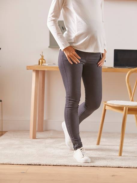 Slim positiejeans binnenbeenlengte 69 cm Antracietgrijs - vertbaudet enfant 