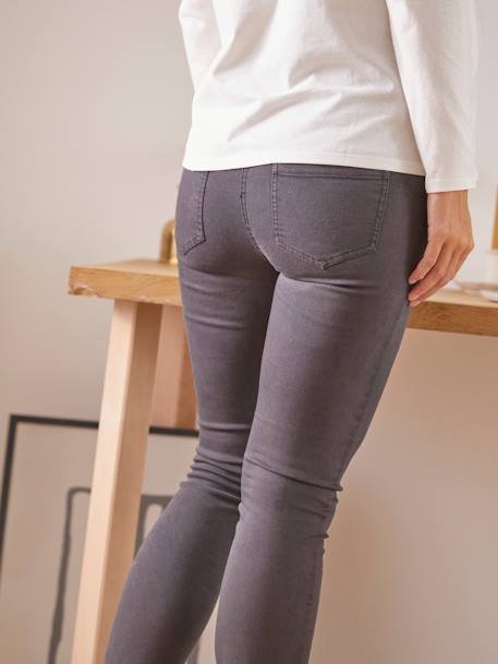 Slim positiejeans binnenbeenlengte 69 cm Antracietgrijs - vertbaudet enfant 