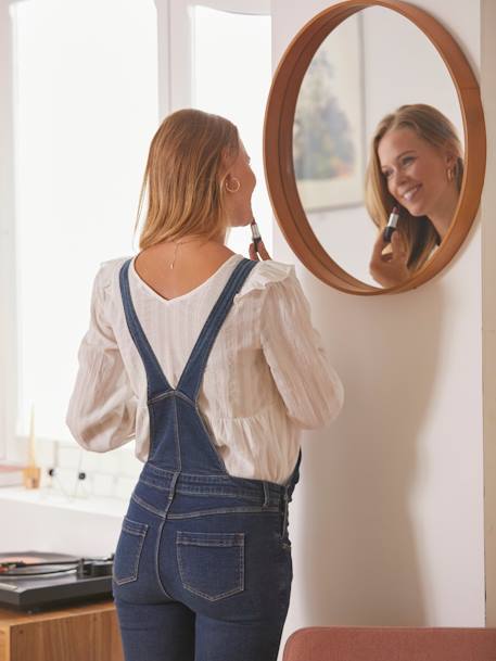 Zwangerschaps- en borstvoedingsblouse met ruches en geborduurd katoen Wit - vertbaudet enfant 