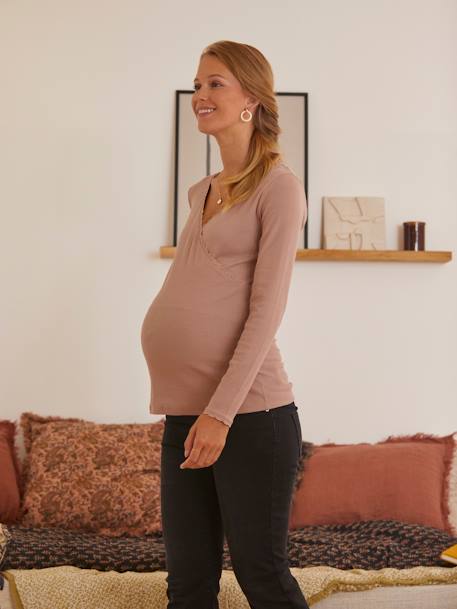 Gekruist T-shirt met V-hals, voor zwangerschaps- en borstvoeding Roze - vertbaudet enfant 